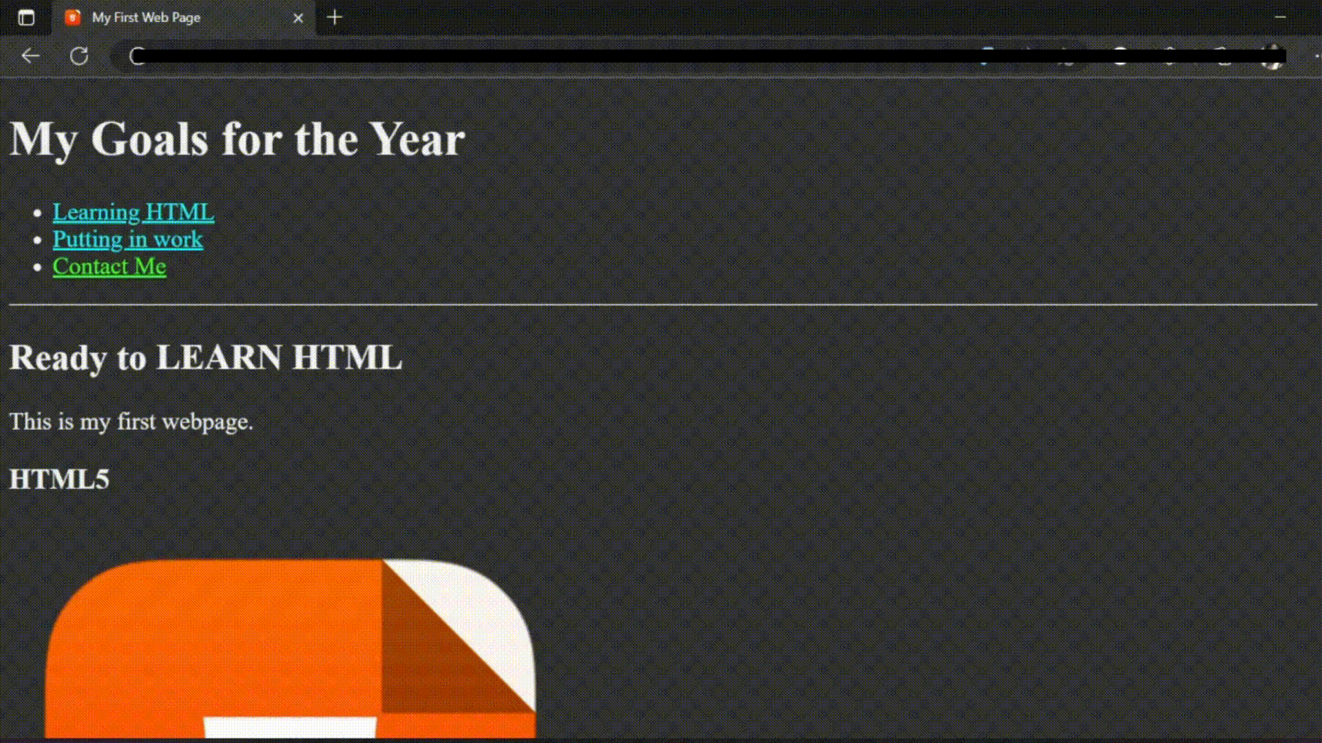 First Webpage Gif