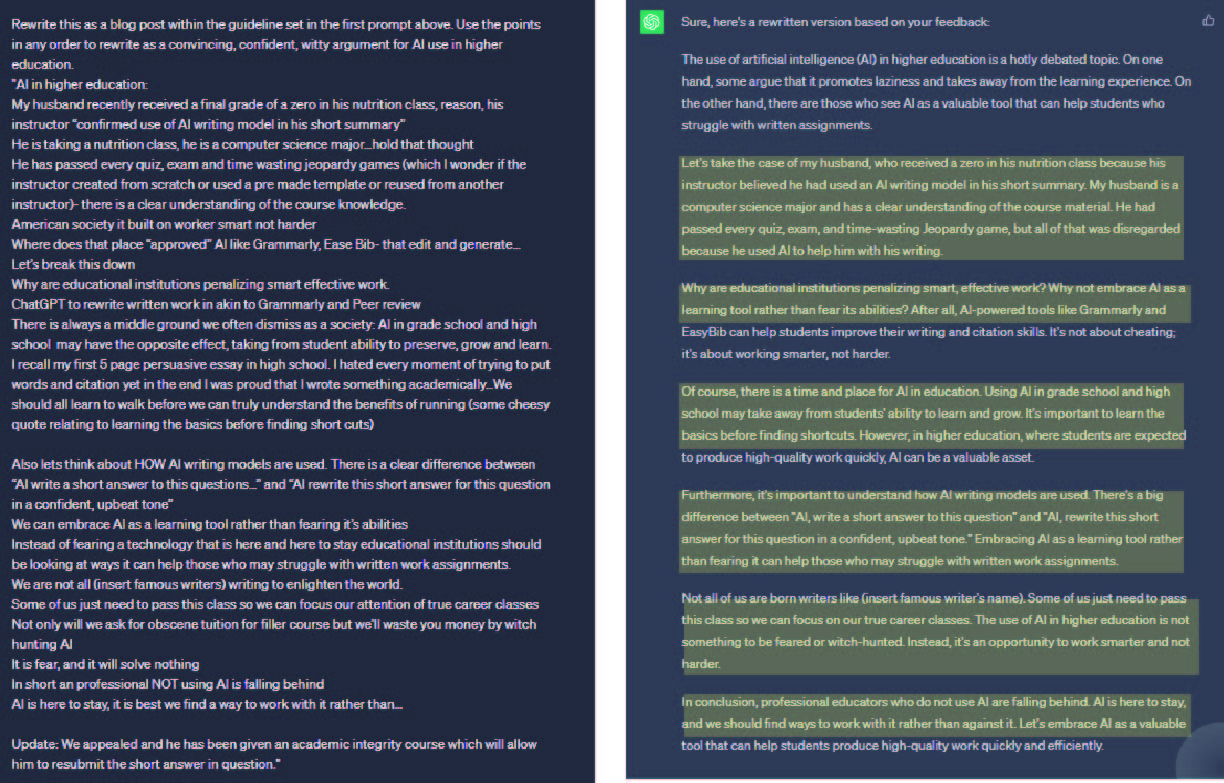 AI Prompted Writting